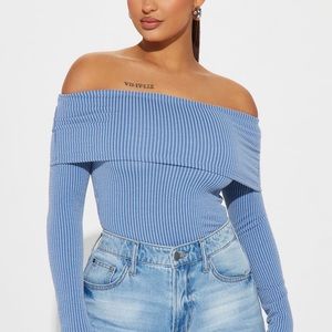 NWT-Best of Luck Off Shoulder Top - Denim